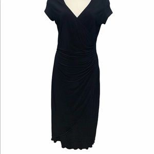 Frank Lyman Black Mid Ruching Scallop Hem Dress